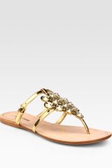 Miu Miu Metallic Leather Jewel Thong Sandals