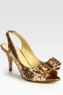 Kate Spade Sawyer Sequincoated Leather and Metallic Leather Slingback Bow Pumps - Lyst