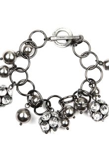 Anne Klein Hematite Tone Simulated Pearl Link Bracelet - Lyst