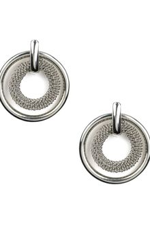 Anne Klein Silver Tone Circle Button Stud - Lyst
