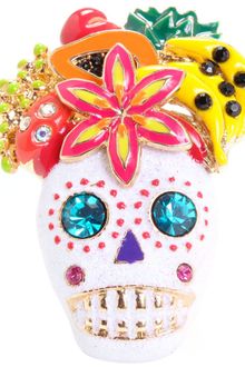 Betsey Johnson White Skull and Fruit Stretch Ring - Lyst