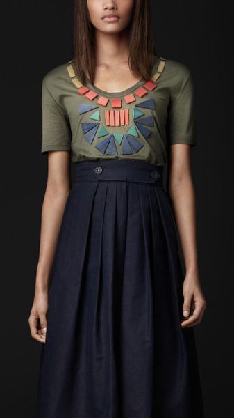 Burberry Prorsum Geometric Beaded Cotton Tshirt in Blue (light oregano) - Lyst