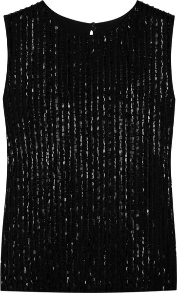 Diane Von Furstenberg Yvan Beaded Tulle Tank in Black - Lyst