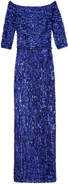 Elie Saab Full Beaded Long Shoulder Dress  - Lyst