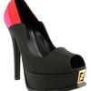 Fendi Black Grosgrain Peep Toe Pump in Black - Lyst