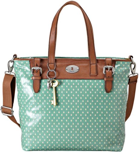 Fossil Vintage Keyper Coated Canvas Tote in Green (sea green) | Lyst