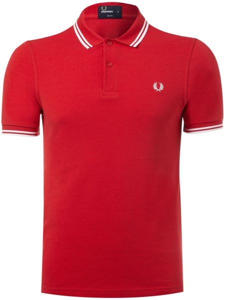 Fred Perry Slim Fit Twin Tipped Polo in Red for Men - Lyst