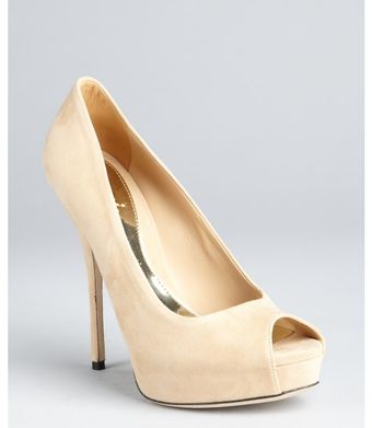  Powder Suded Sofia Peep Toe Pumps 