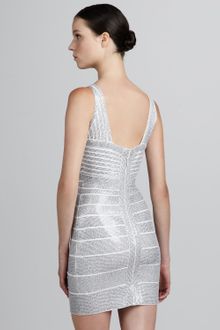 Hervé Léger Sequined Vneck Bandage Dress - Lyst