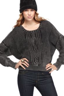 Jessica Simpson Scoop Neck Long Sleeve Cable Knit Acid Wash - Lyst