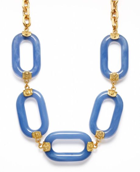 Kenneth Jay Lane Blue Rectangle Link Necklaces in Blue - Lyst