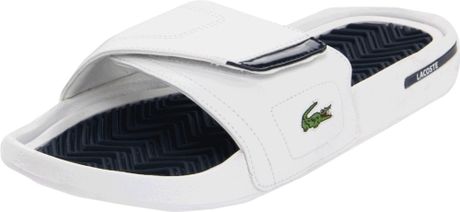 Lacoste Molitor Slide Sandal in White for Men (white/dark blue) - Lyst