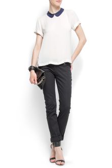 Mango Peter Pan Collar Blouse - Lyst