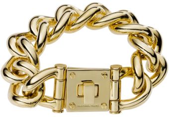 Michael Kors Gold Tone Large Link Lock Bracelet - Lyst
