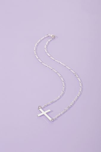 Nasty Gal Sideways Cross Necklace Silver - Lyst