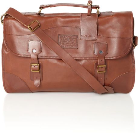 Polo Ralph Lauren Leather Messenger Bag in Brown for Men - Lyst