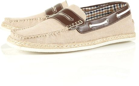 Topman Seaview Penny Boat Shoe in Beige for Men (brown) - Lyst