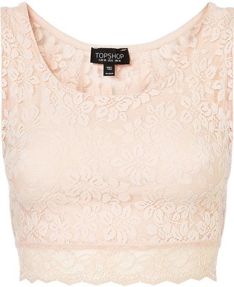 Topshop Lace Crop Top - Lyst