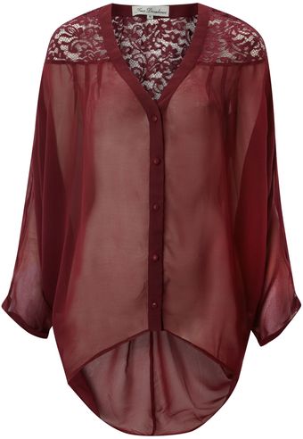 True Decadence Lace Panel Cape Shirt - Lyst