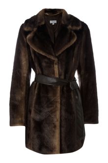 Untold Faux Fur Belted Collar Coat - Lyst