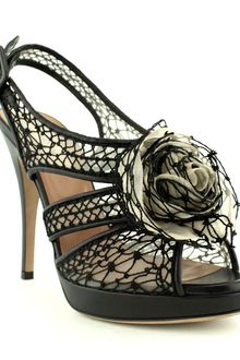 Valentino Open Toe Rose Net Sandal - Lyst