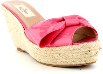 Valentino Rose Patent Wedge Slide - Lyst