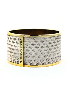 Vince Camuto Gold Tone Snake Print Cuff Bracelet - Lyst