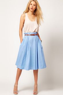 ASOS Collection Asos Linen Midi Skirt with Belt - Lyst