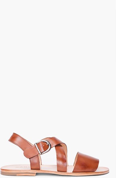 Carven Cognac Leather Sandals in Brown for Men (cognac) - Lyst