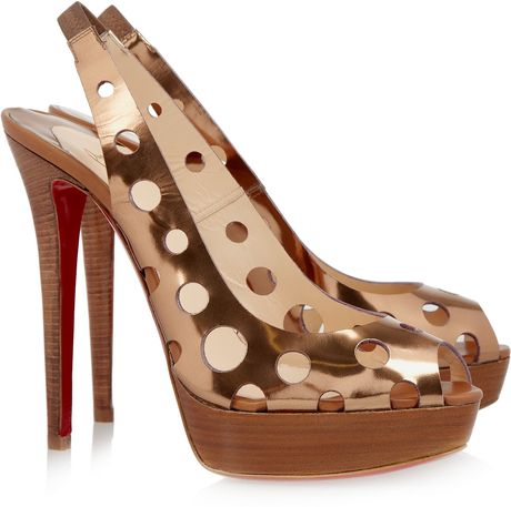 Christian Louboutin Ginza 140 Cutout Leather Slingbacks in Brown (bronze) - Lyst