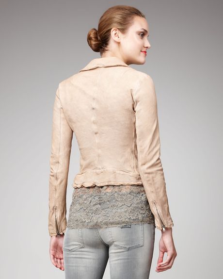 Dolce & Gabbana Crystalbuttoned Leather Jacket in Beige - Lyst