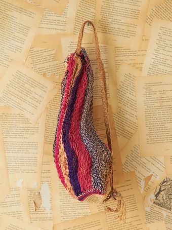  Vintage Striped Woven Straw Sling Bag 