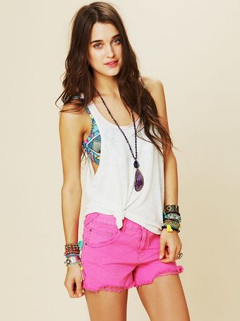 Free People Colored Denim Cutoff Shorts - Lyst