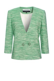 Jaeger Collarless Tweed Jacket - Lyst