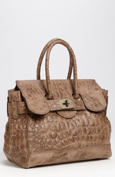 Liebeskind Gloria Croc Embossed Satchel in Brown (stone) - Lyst