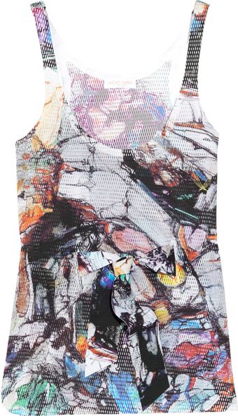 Lucas Hugh Krypton Printed Perforated Stretch Tank - Lyst