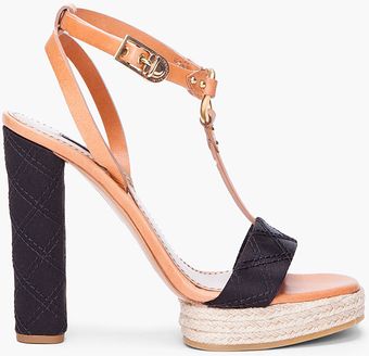 Marc Jacobs Tan Black Tstrap Heels - Lyst
