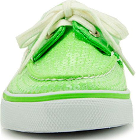 green sperry boat shoes