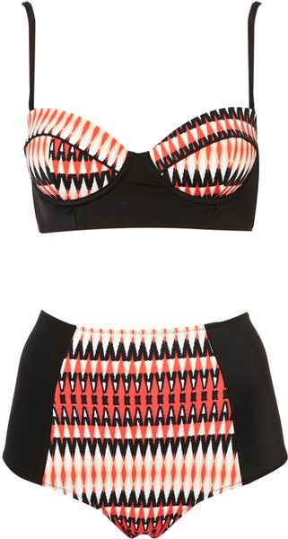 Topshop Red Stained Glass Print Bikini in Black (red) - Lyst