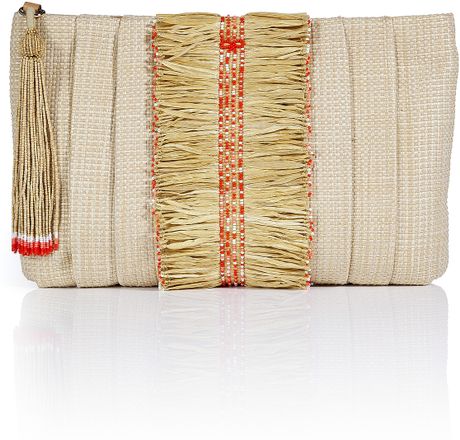 Anya Hindmarch Natural and Pink Raffia Sonny Clutch in Beige (natural) - Lyst
