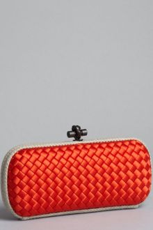 Bottega Veneta Fire Intrecciato Silk Faille Knot Large Box Clutch - Lyst