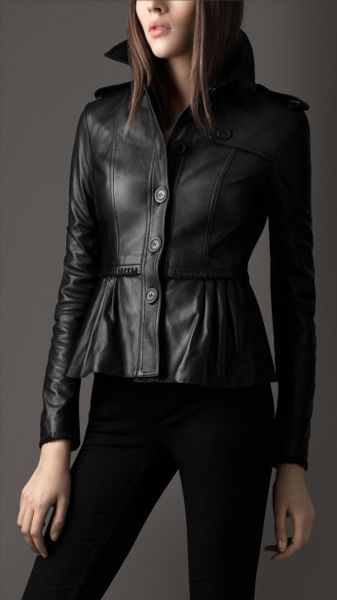 Burberry Blanket Stitch Leather Jacket in Black - Lyst