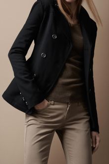 Burberry Brit Textured Silk Wool Peacoat - Lyst