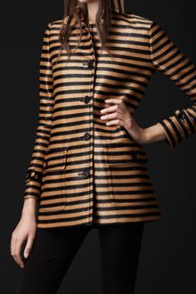 Burberry Prorsum Striped Woven Raffia Coat - Lyst
