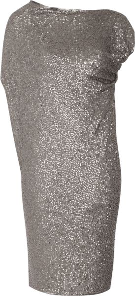 Donna Karan New York Sequined Cashmere and Silkblend Dress in Silver - Lyst