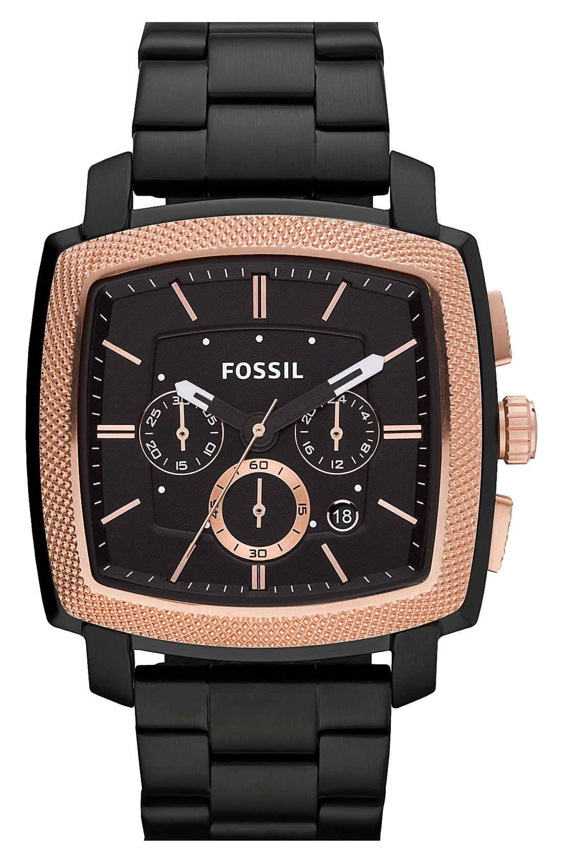 Fossil Machine Square Dial Chronograph Watch in Black for Men (rosegold