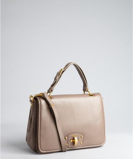 Miu Miu Clay Leather Convertible Messenger Bag in Beige (clay) - Lyst