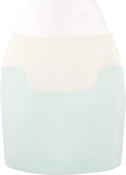 Mugler Twotone Mini Skirt in Neoprene Crepe in White - Lyst