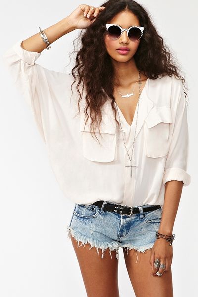 Nasty Gal Utility Batwing Blouse Blush in Pink (blush) - Lyst