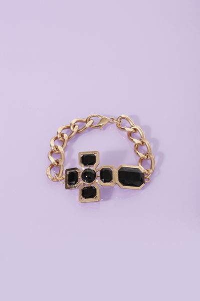 Nasty Gal Chained Cross Bracelet in Gold - Lyst